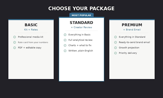 create a professional influencer media kit and rate card