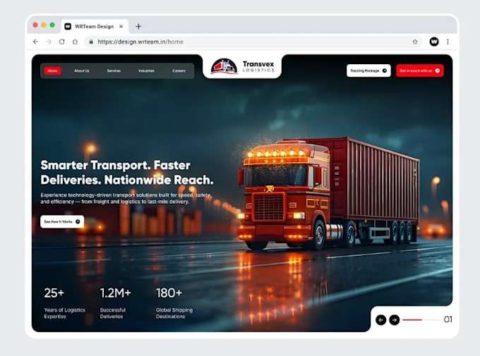 design a modern logistics, trucking, freight, or courier website