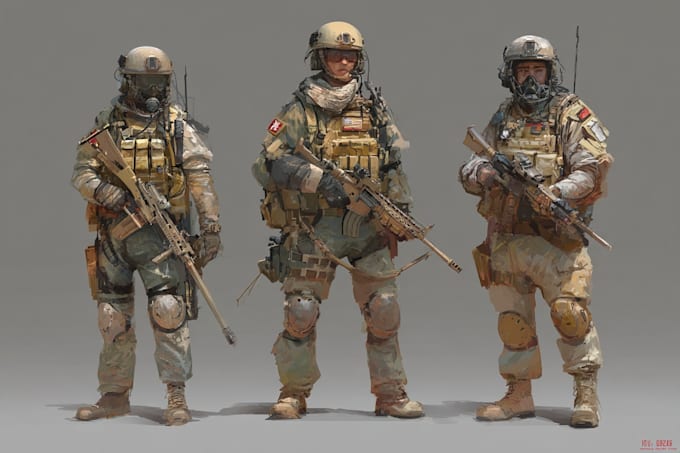draw tactical, warrior ,or military themed illustrations