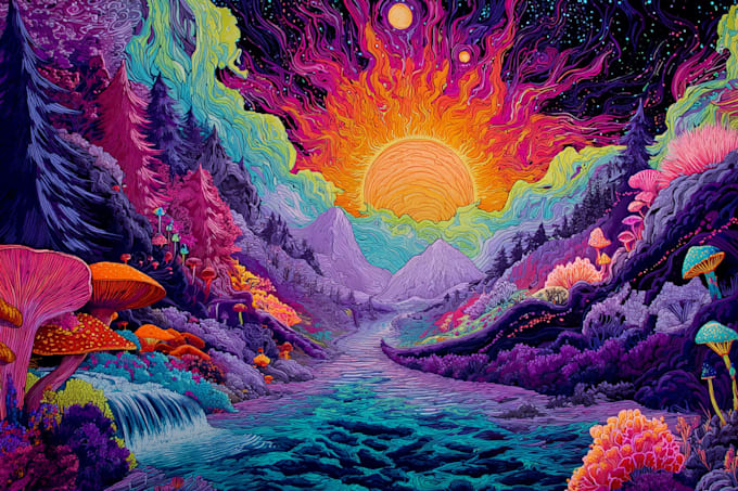 design artwork psychedelic, comic, skull for skateboards