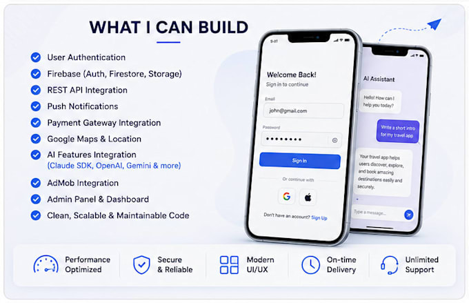 develop a react native mobile app for android and ios