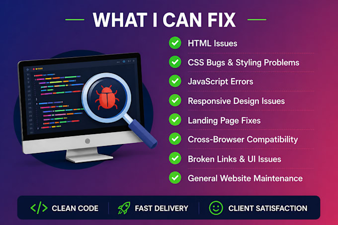 fix HTML CSS javascript bugs