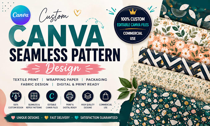 canva seamless pattern design geometric pattern textile fabric print design