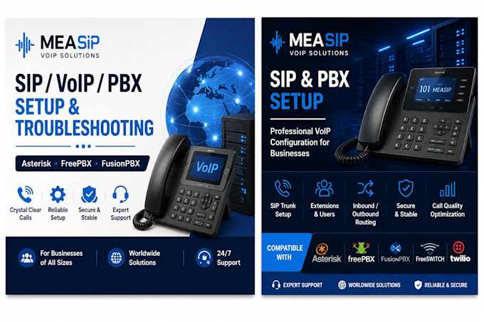 setup and troubleshoot sip voip pbx, asterisk and freepbx