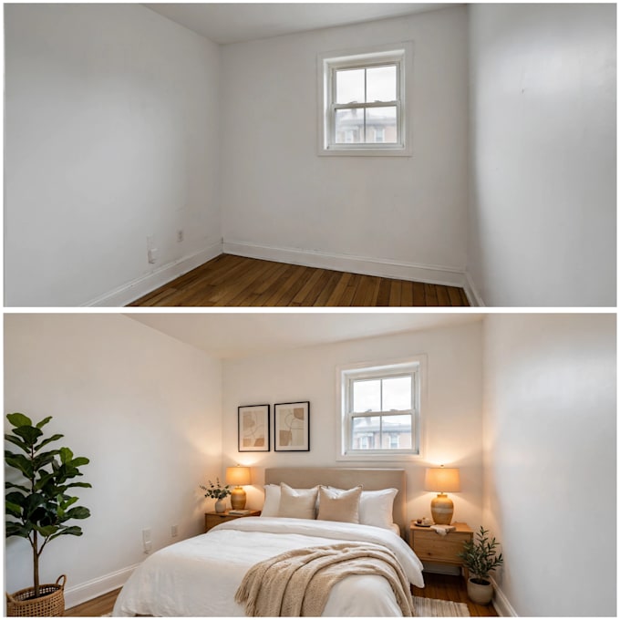 do virtual staging for empty rooms and real estate photos