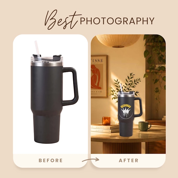 create premium tumbler mockup with lifestyle background