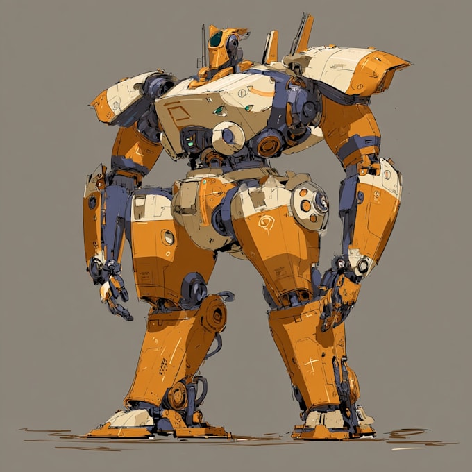 create retro mecha or scifi gundam art