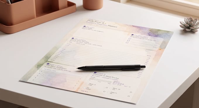 design a custom printable adhd executive function planner and focus tracker