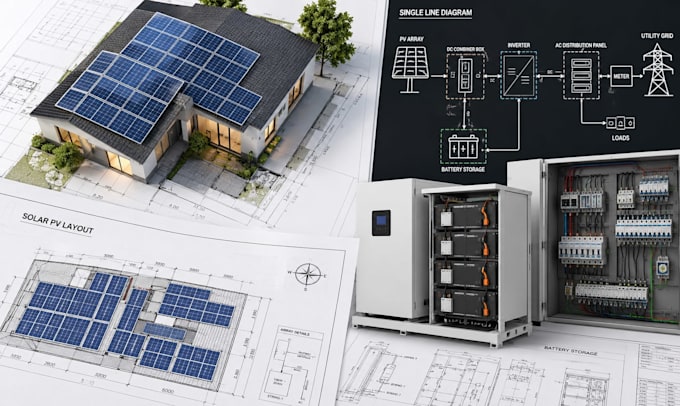 solar pv layout solar permit plan single line diagram battery storage