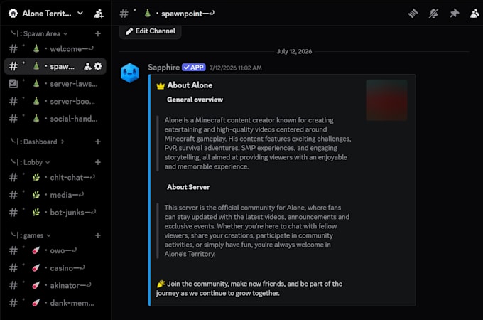 create a professional discord server with channels roles bots and permissions