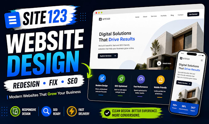 do site123 website design, redesign or fix site 123 website, SEO optimization