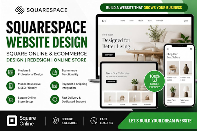 set up square online design squarespace website redesign  ecommerce square seo