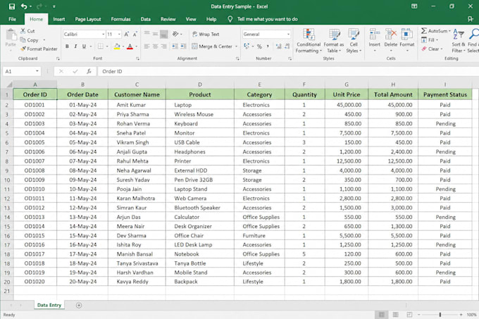 do finance data entry and bookkeeping in excel part time