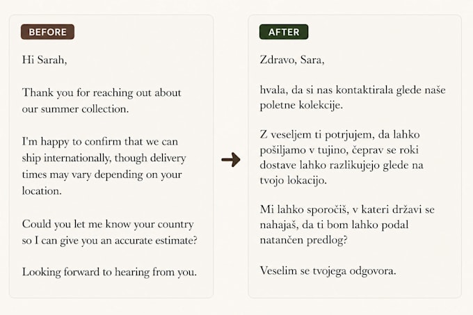 translate and edit texts between slovenian and english