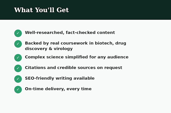 write biotech and health articles backed by research
