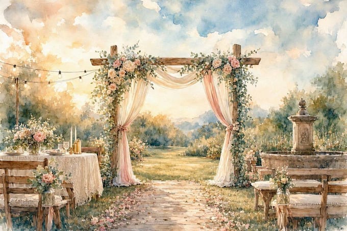 draw watercolor wedding venue