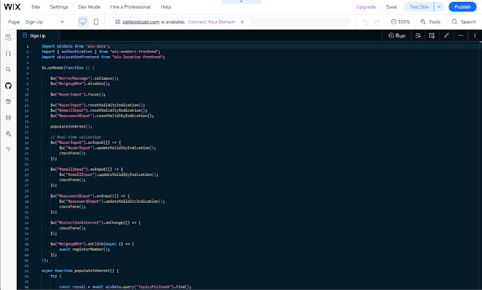 develop custom wix features using wix velo, wix code wix database and wix studio
