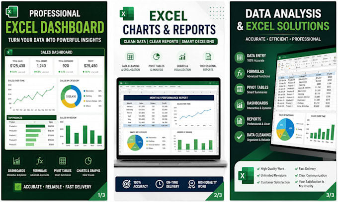 create excel dashboards, charts and reports