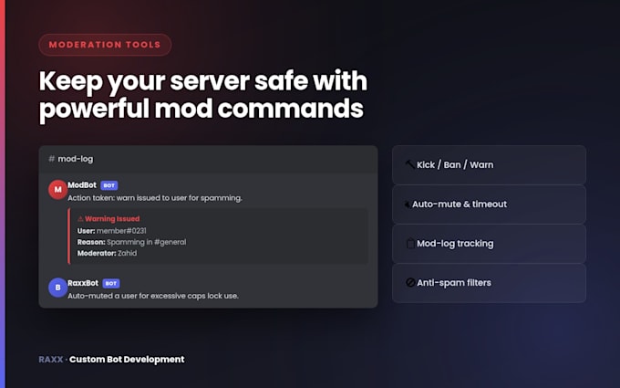 create a custom discord bot with moderation and economy features