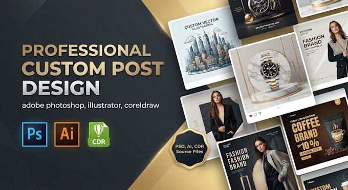 design custom social media posts in photoshop, illustrator, and coreldraw