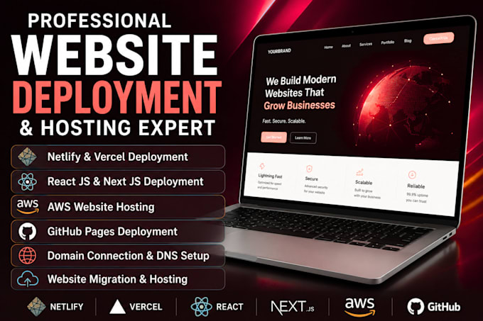 netlify vercel deployment, react next js website hosting github AWS domain