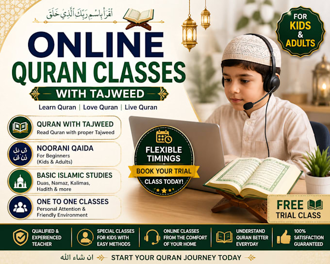 teach quran tajweed noorani qaida and basic islamic studies