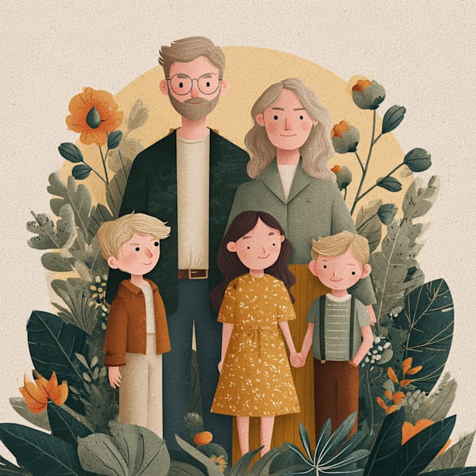 draw family portrait illustration