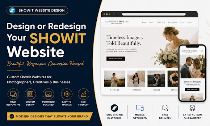 design or redesign showit website, portfolio and customize showit template
