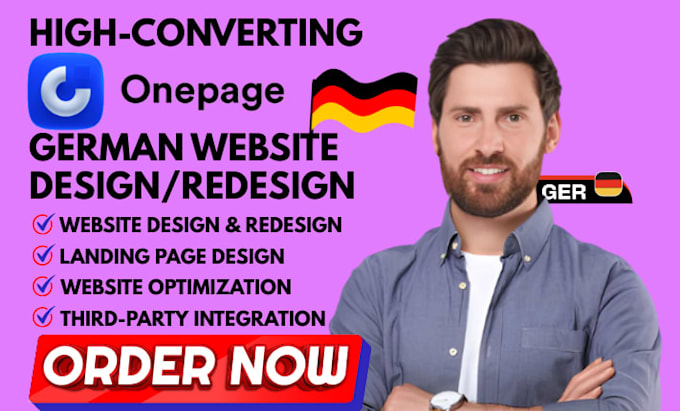 design and redesign responsive onepage io website and one page io german website