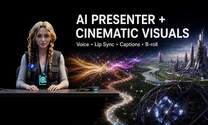 create a lip synced ai presenter video with voice and captions