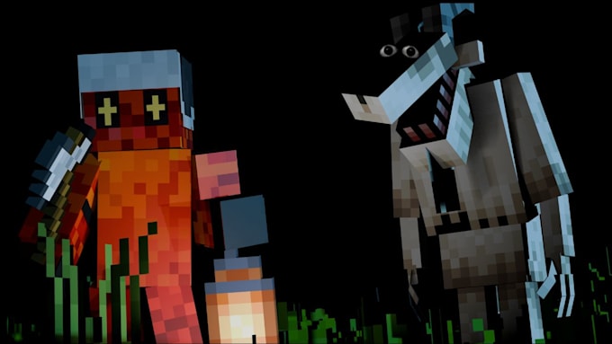 create cinematic terror minecraft thumbnails in blender