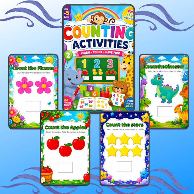 create printable matching and counting worksheets for kids