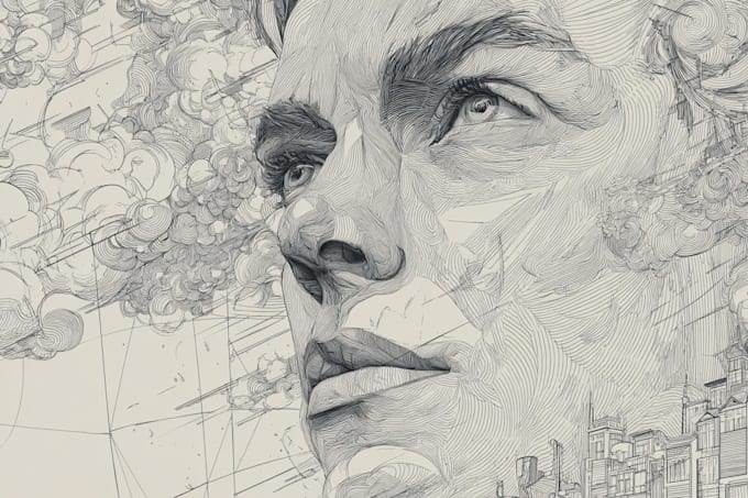 create super artistic line art illustration