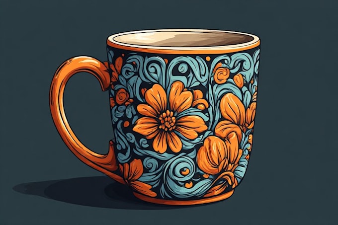 illustrate professional coffee mug design, custom mug design