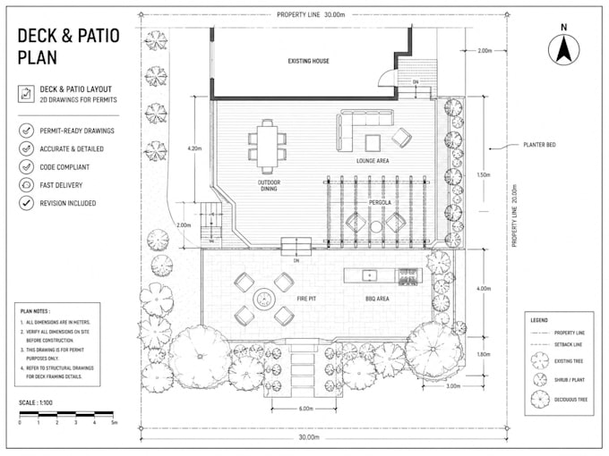 draw architect site plan, plot plan and backyard landscape plan for city permit