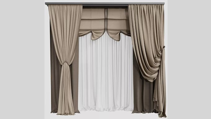 create curtain, drapes, blinds, window treatment 3d modelling and rendering