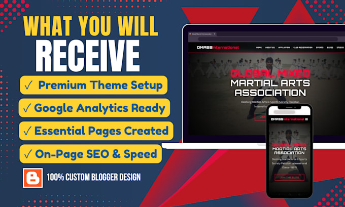 design a custom responsive blogger website or blogspot template