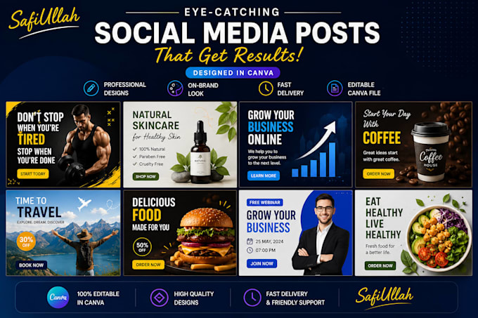 design professional social media posts for all platforms
