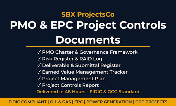 create your pmo charter, project controls plan, or epc deliverable register