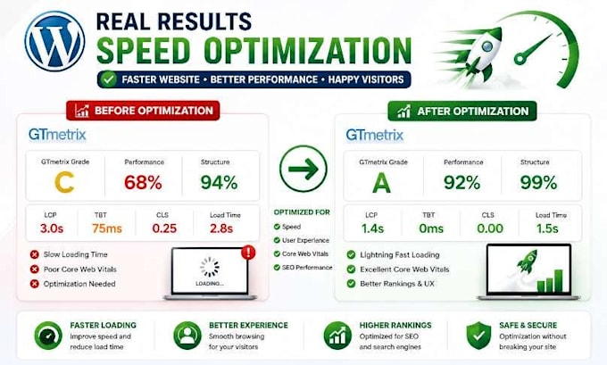 optimize wordpress speed and improve core web vitals performance, fix lcp