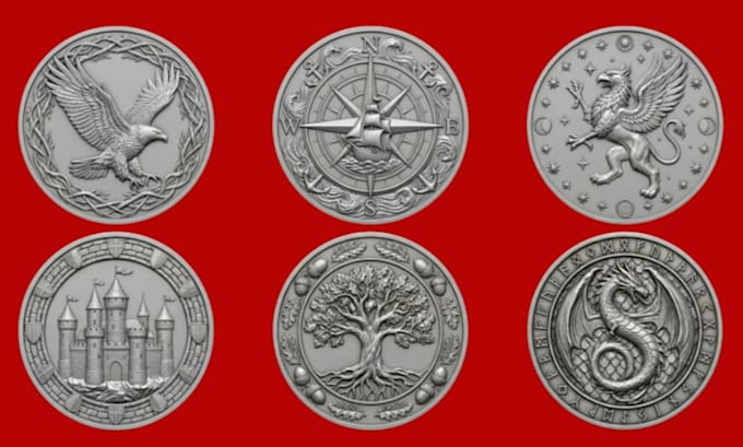 design printable 3d coin, medallion, bas relief stl for cnc