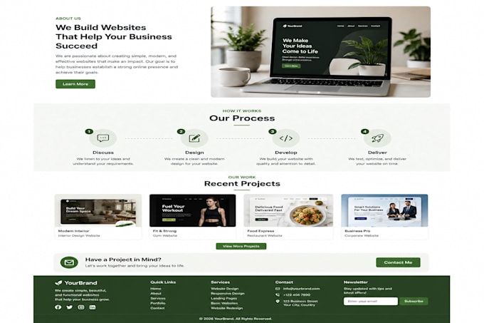 create a clean, responsive basic website for your business