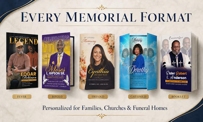 design funeral program, obituary program, celebration of life booklet