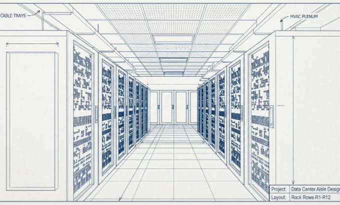 design a data center building with 3d visualization and layout