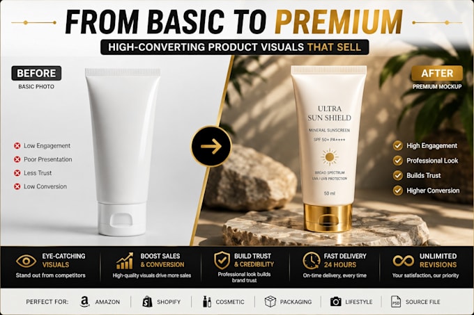 create premium 3d product mockups for amazon shopify and cosmetics