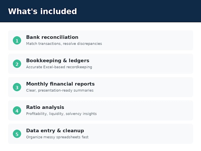 do bank reconciliation, bookkeeping and excel