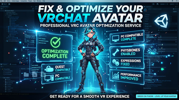 optimize, fix and upload your vrchat avatar for PC and quest