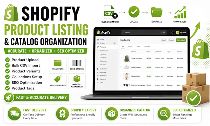 manage shopify product listings and store catalog