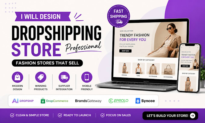 build shopify fashion dropshipping store via syncee brandsgateway eprolo