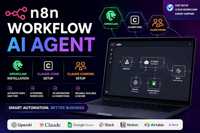 n8n workflow n8n ai agent openclaw installation setup claude code claude cowork